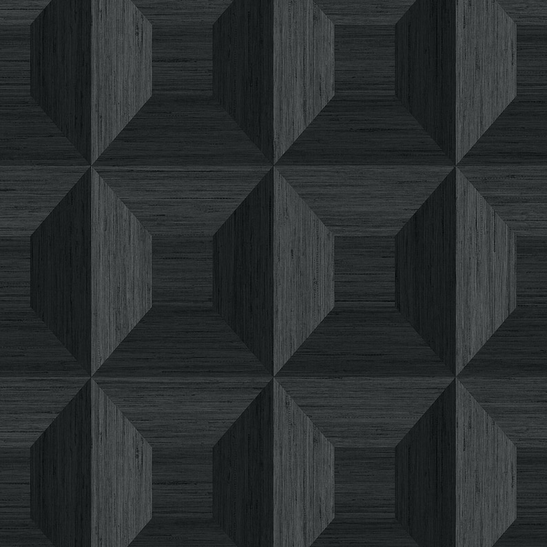 Wallpaper Vinyl Wallpaper Textured Wallpaper Geometric Wallpaper 3d Wallpaper Contemporary Wallpaper Gray Wallpaper Vinyl Jet Black