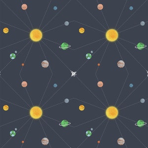 Wallpaper | Space Wallpaper | Planet Wallpaper | Blue Wallpaper | Nursery Wallpaper | Children Wallpaper | Wallcovering | Wall Decor