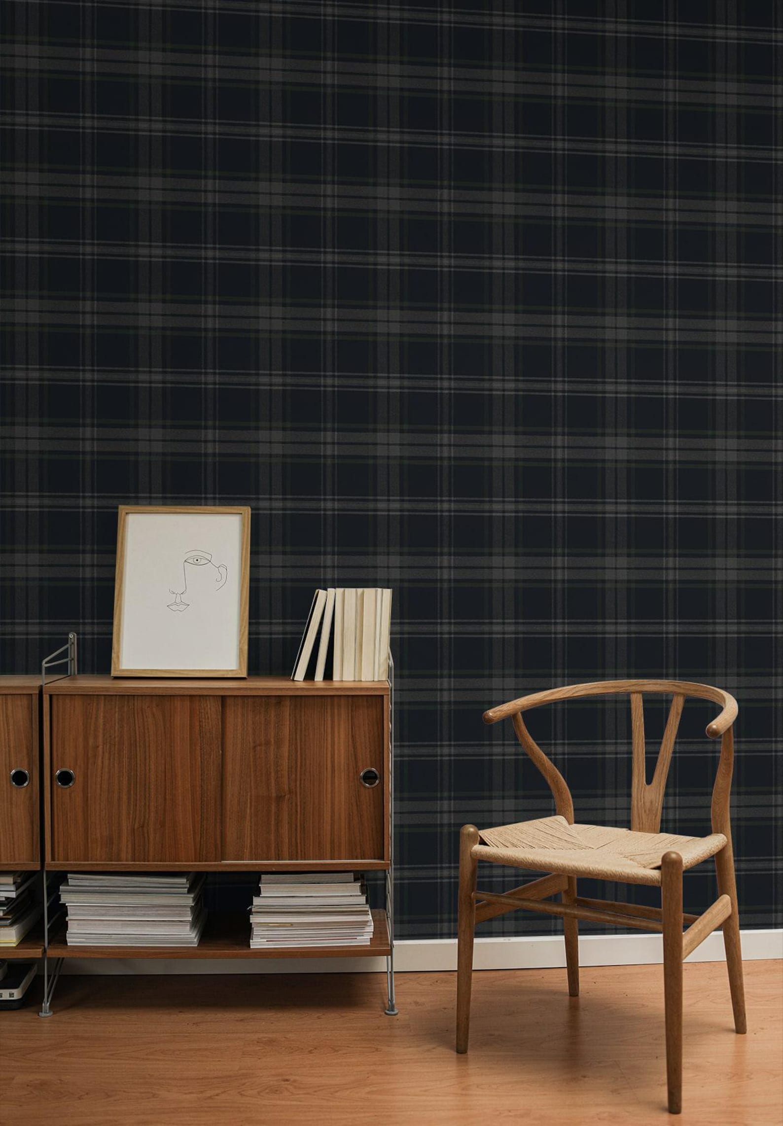 Prepasted Wallpaper Plaid Wallcovering Traditional Moody Striped Wall ...