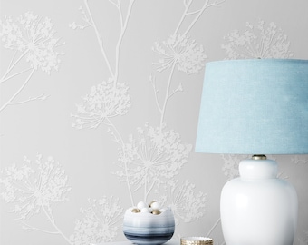 Wallpaper | Paintable Wallpaper | Floral Wallpaper | Paint Wallpaper | Flower | Textured Wallpaper | Wallcovering | Wall Decor | White