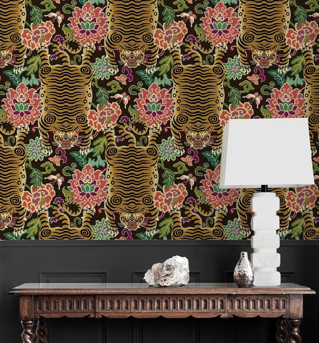 Tiger Peel and Stick Wallpaper Self Adhesive Wallpaper Peel and Stick Tiger Wallpaper Graphic