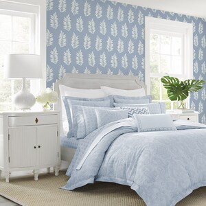Palm Leaf Peel and Stick Wallpaper Coastal Self Adhesive Blue Beach ...
