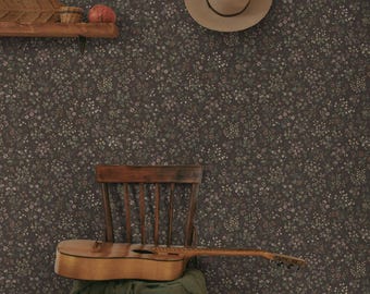 Brown Peel and Stick Wallpaper Floral Self Adhesive Wallcovering Temporary Renter Friendly