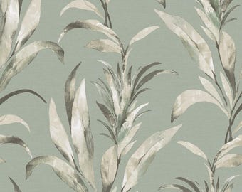 Botanical Embossed Vinyl Wallpaper | Palm Leaf Textured Wallcovering (Unpasted)