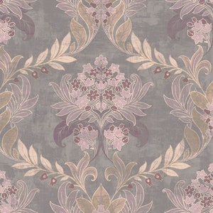 Wallpaper Morris Wallpaper Botanical Wallpaper Vintage Wallpaper Victorian Wallpaper Vintage Decor Damask Wallpaper Wall Decor Pewter/Lavender