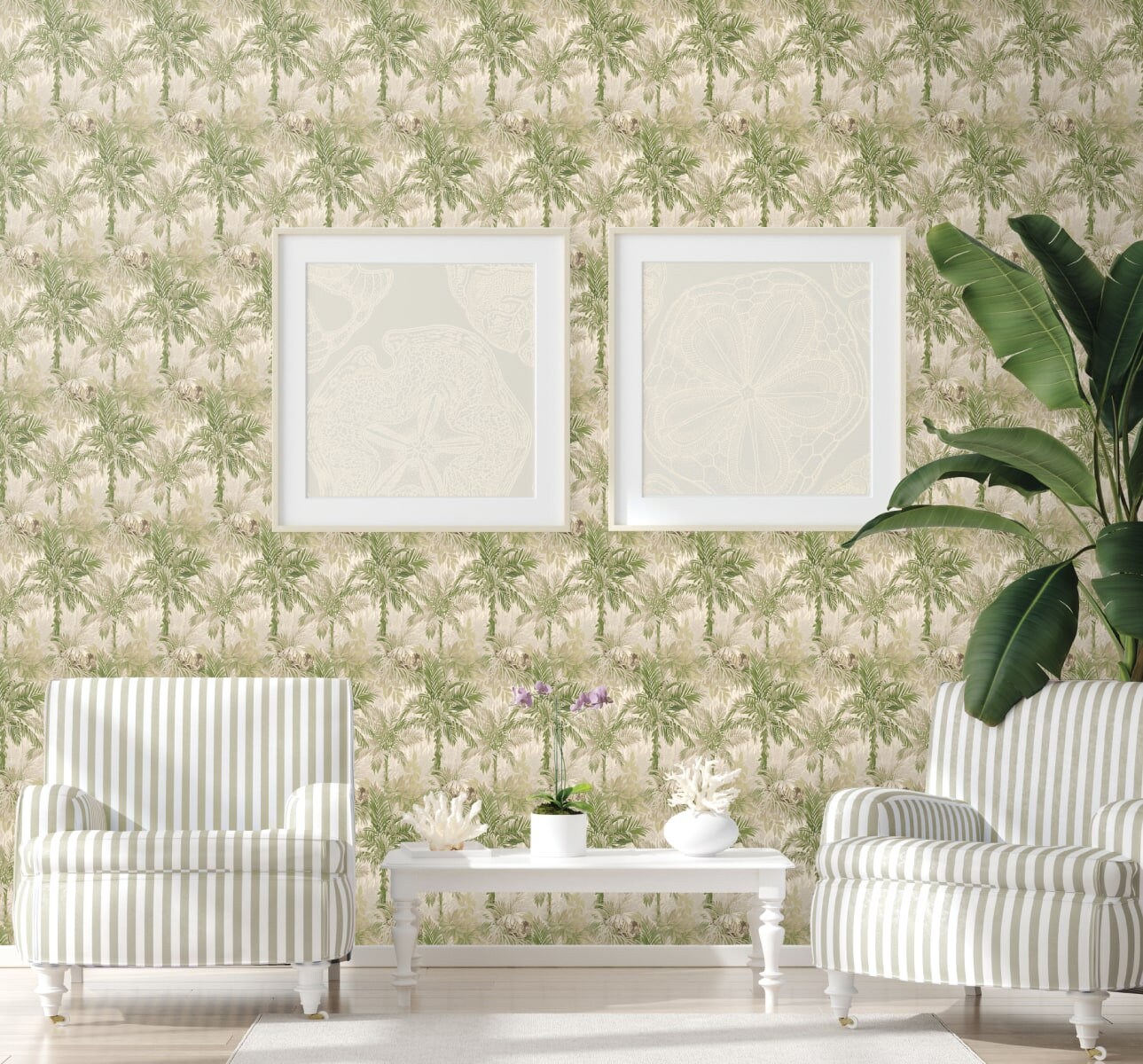 Tropical Peel and Stick Wallpaper Palm Leaf Blue Self Adhesive Tiger ...