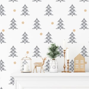 Peel and Stick Christmas Wallpaper Tree Wallpaper | Etsy