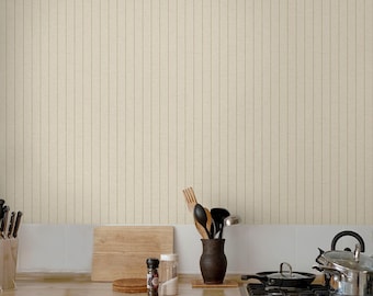 Neutral Striped Peel and Stick Wallpaper | Faux Linen Texture | 05