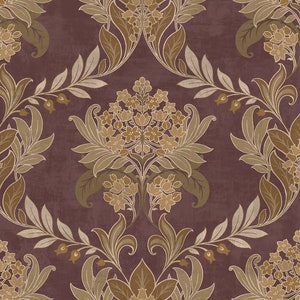 Wallpaper Morris Wallpaper Botanical Wallpaper Vintage Wallpaper Victorian Wallpaper Vintage Decor Damask Wallpaper Wall Decor Wine/Olive