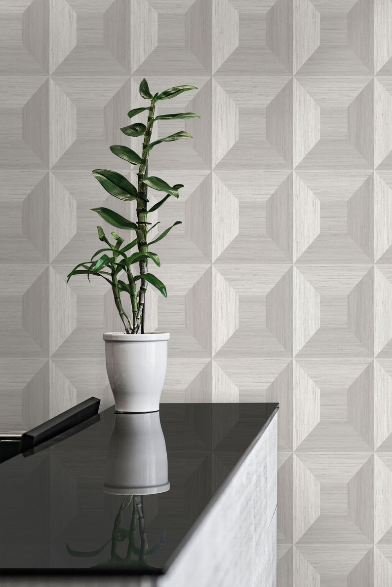 Wallpaper Vinyl Wallpaper Textured Wallpaper Geometric Wallpaper 3d Wallpaper Contemporary Wallpaper Gray Wallpaper Vinyl image 5