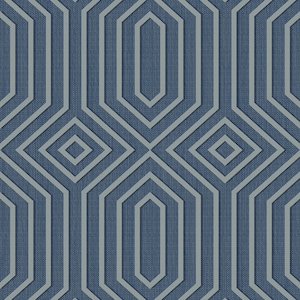 May include: A seamless pattern with a geometric design of overlapping octagons and squares. The pattern is in shades of blue and gray.