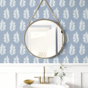 Palm Leaf Peel and Stick Wallpaper Coastal Self Adhesive Blue Beach ...