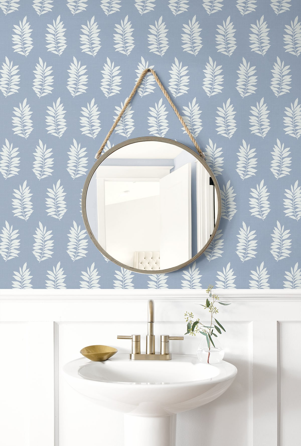 Palm Leaf Peel and Stick Wallpaper Coastal Self Adhesive Blue Beach ...
