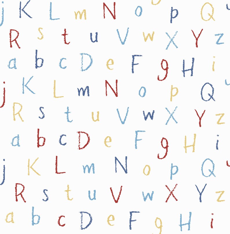 Wallpaper Alphabet Wallpaper Nursery Wallpaper Kids | Etsy