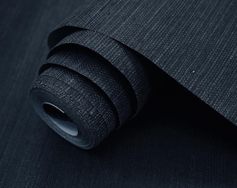 Papel pintado de sisal azul / Revestimiento de pared con textura natural