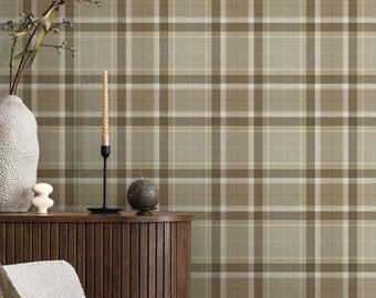 Peel and Stick Wallpaper | Self Adhesive Wallpaper | Plaid Peel and Stick | Peel and Stick | Temporary Wallpaper | Vintage Wallpaper