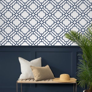 Peel and Stick Wallpaper | Peel and Stick | Self Adhesive Wallpaper | Blue Peel and Stick | Temporary Wallpaper | Geometric Wallpaper