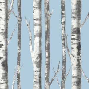 Wallpaper | Tree Wallpaper | Birch Wallpaper | Forest Wallpaper | Gray Wallpaper | Contemporary Wallpaper | Birch Tree Wallpaper