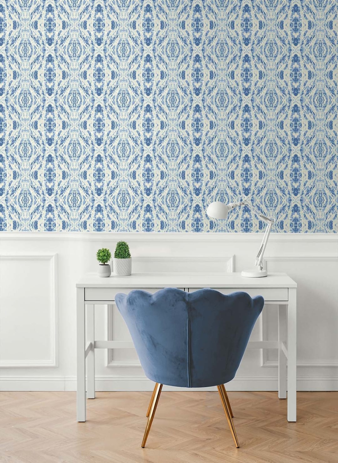 Abstract Peel and Stick Wallpaper Blue Self Adhesive Renter Friendly ...