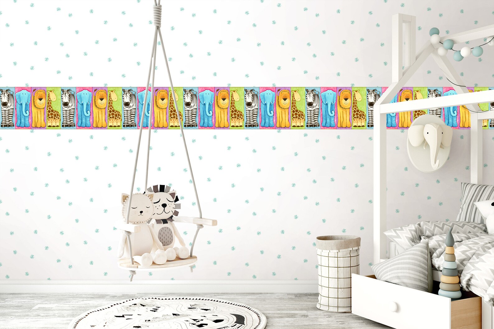 Nursery Wallpaper Wallpaper Border Kids Wallpaper Animal | Etsy