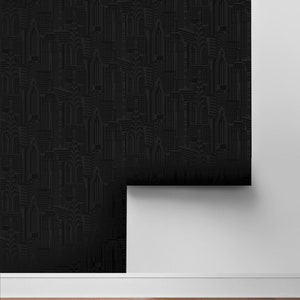 Peel and Stick Wallpaper | Peel and Stick | Self Adhesive Wallpaper | Geometric Peel and Stick | Temporary Wallpaper | Black Wallpaper