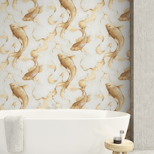 Wallpaper | Metallic Wallpaper | Fish Wallpaper | Modern Wallpaper | Abstract Wallpaper | Contemporary Wallpaper | Wallcovering | Koi