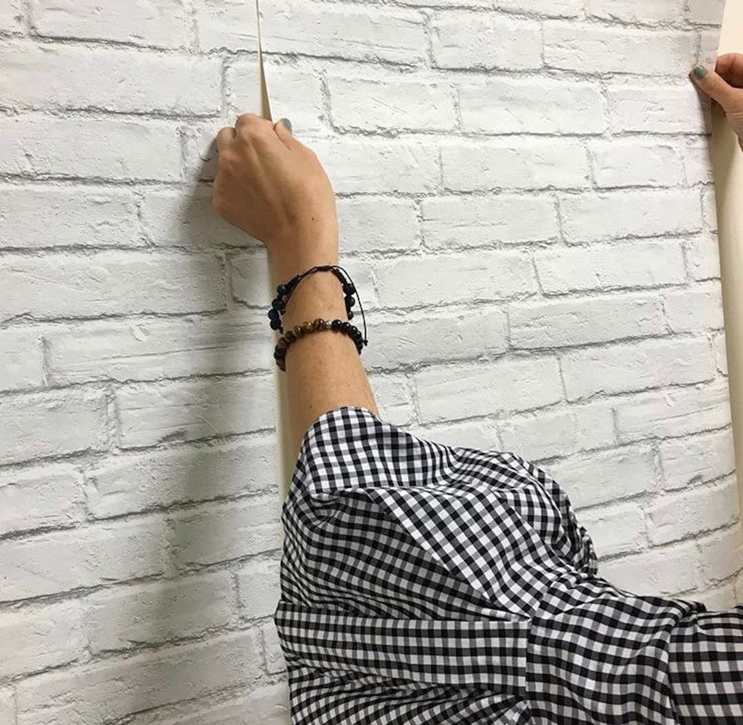 Peel and Stick | Self Adhesive Wallpaper | Brick Peel and Stick | White ...