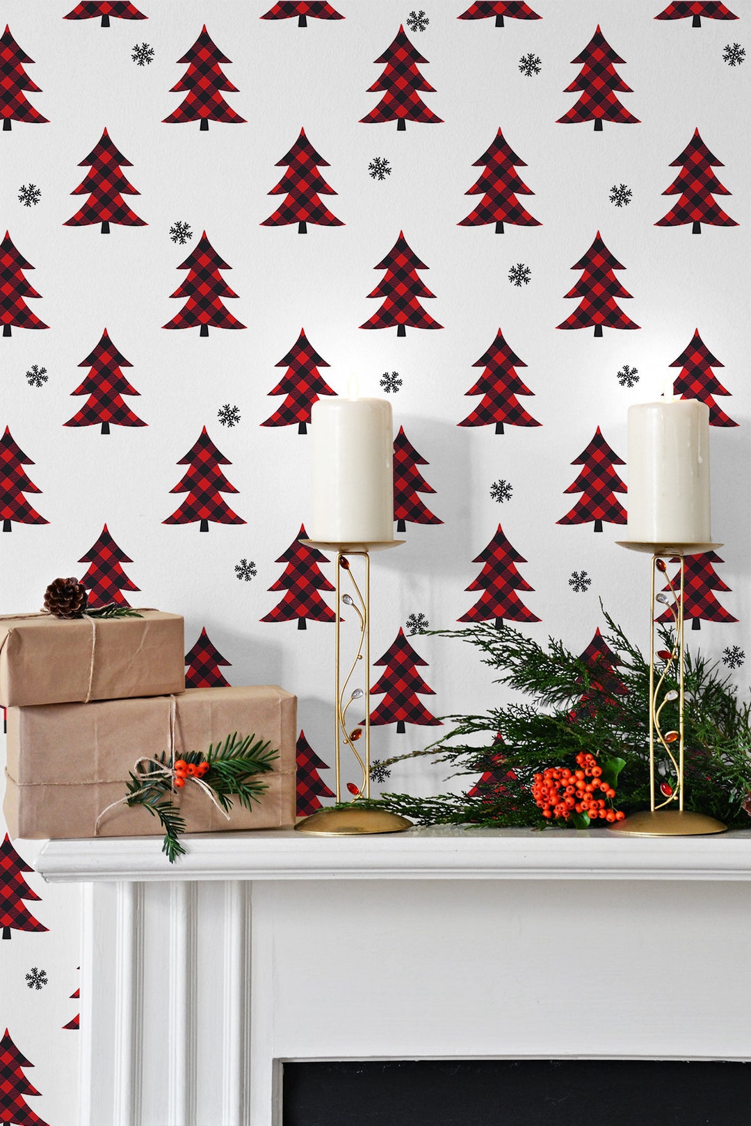 Holiday Plaid Christmas Peel and Stick Removable Wallpaper – Say Decor LLC