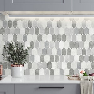 Peel and Stick | Self Adhesive Wallpaper | Wallpaper | Tile Wallpaper | Peel and Stick Tile | Removable Wallpaper | Hex Tile | Marble Tile
