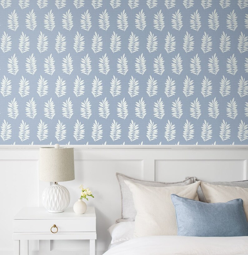 Palm Leaf Peel and Stick Wallpaper Coastal Self Adhesive Blue Beach ...