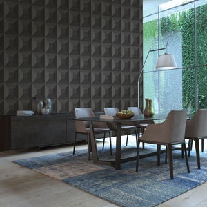 Wallpaper Vinyl Wallpaper Textured Wallpaper Geometric Wallpaper 3d Wallpaper Contemporary Wallpaper Gray Wallpaper Vinyl image 3