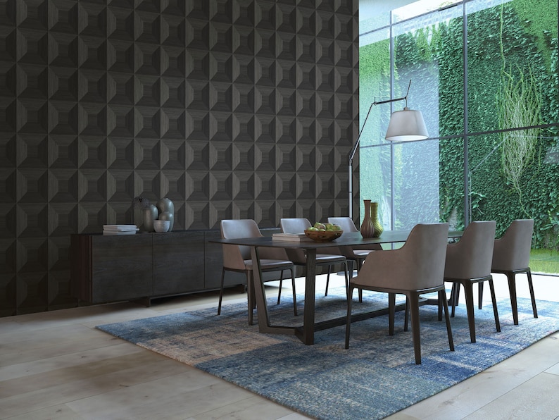 Wallpaper Vinyl Wallpaper Textured Wallpaper Geometric Wallpaper 3d Wallpaper Contemporary Wallpaper Gray Wallpaper Vinyl image 3