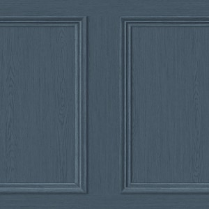 May include: Two blue wood panels with a raised frame around each panel.