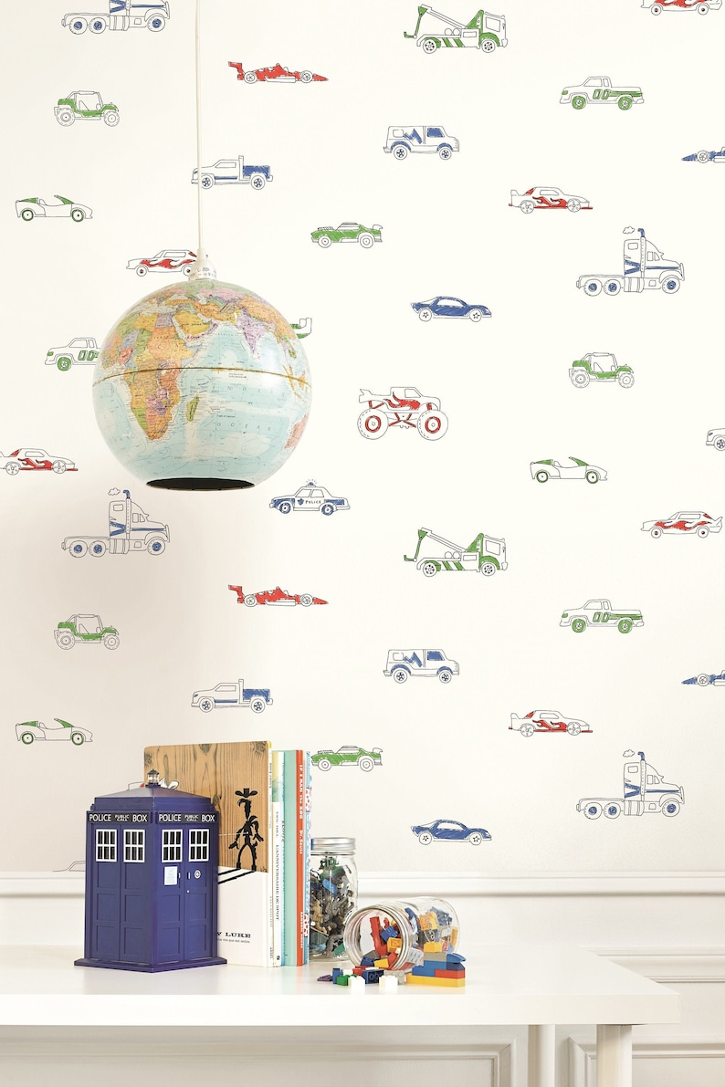 Wallpaper Car Wallpaper Kids Wallpaper Childrens Etsy