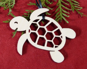 Turtle ornament - laser cut baltic birch - yule christmas decoration cute animals tortoise terrapin shell shield carapace reptile ectotherm