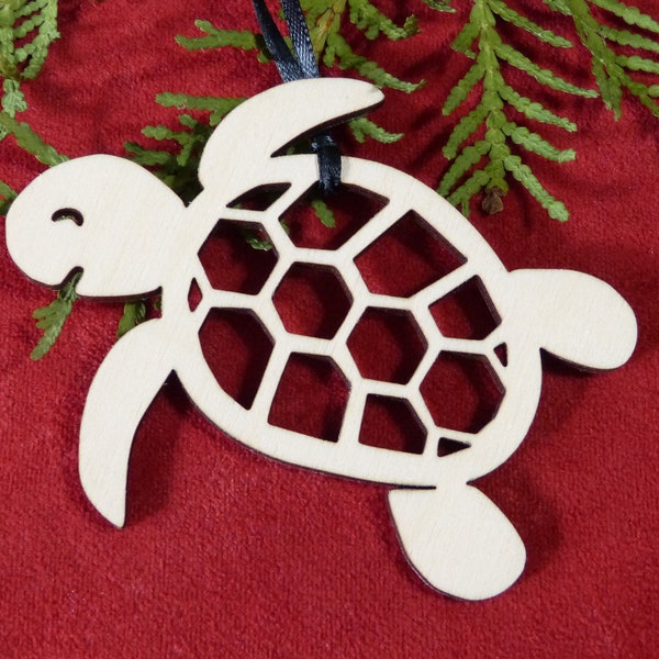 Turtle ornament - laser cut baltic birch - yule christmas decoration cute animals tortoise terrapin shell shield carapace reptile ectotherm