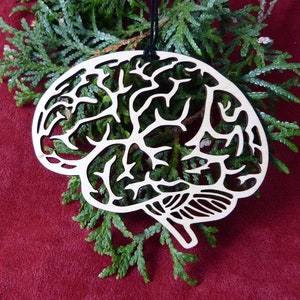 Anatomical Human Brain ornament - laser cut baltic birch - PHD Psychology Psychiatrist Neuroscience MRI Oncologist Surgeon Counselor Cancer