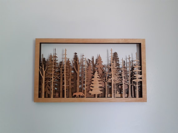 The Wide Woods 7 Layer Wall Art Forest Nature Trees Fox - Wall Decals Kitchener Waterloo