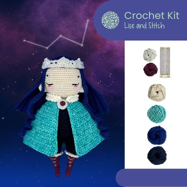 Crochet kit Cassiopée the moon girl, amigurumi DIY