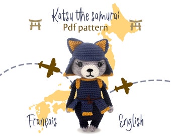 Katsu the samurai, amigurumi pattern / diy crochet doll