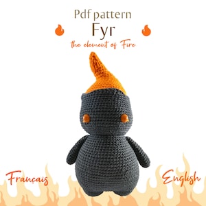 Fyr, das Element Feuer, französische Amigurumi-Häkelanleitung, PDF zum Herunterladen