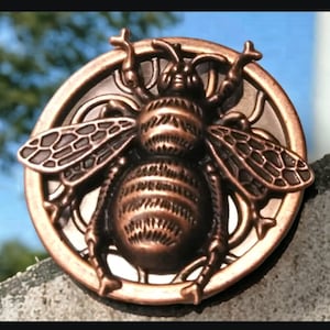 Solid Heavy Vintage Copper Bee Bumble Honey Queen Cabinet Drawer Knob Pulls / Bifold closet door knobs Bees