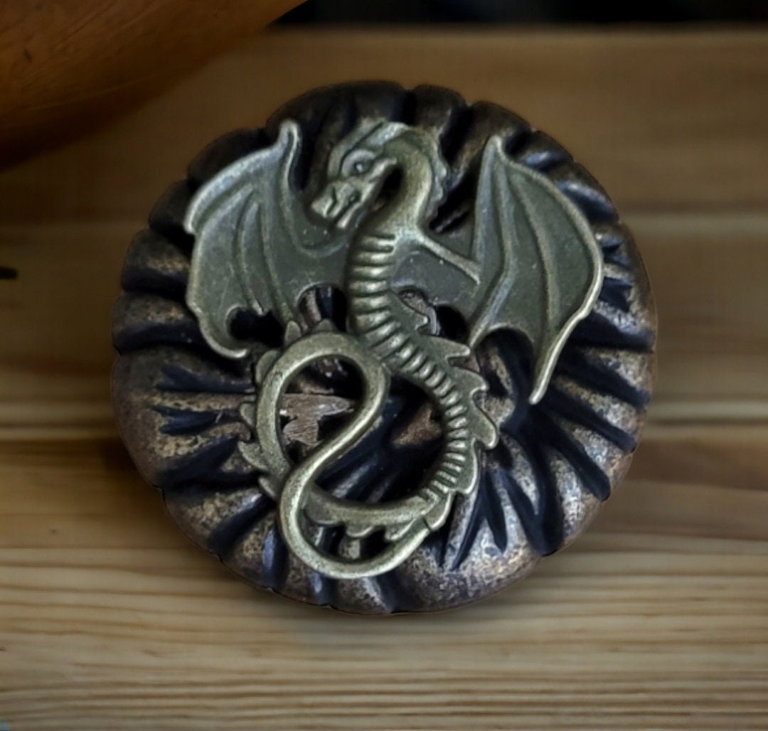 Vintage Golden Bronze Ornate Dragon Drawer Knob Pulls Bifold Closet Door Knobs Dragons