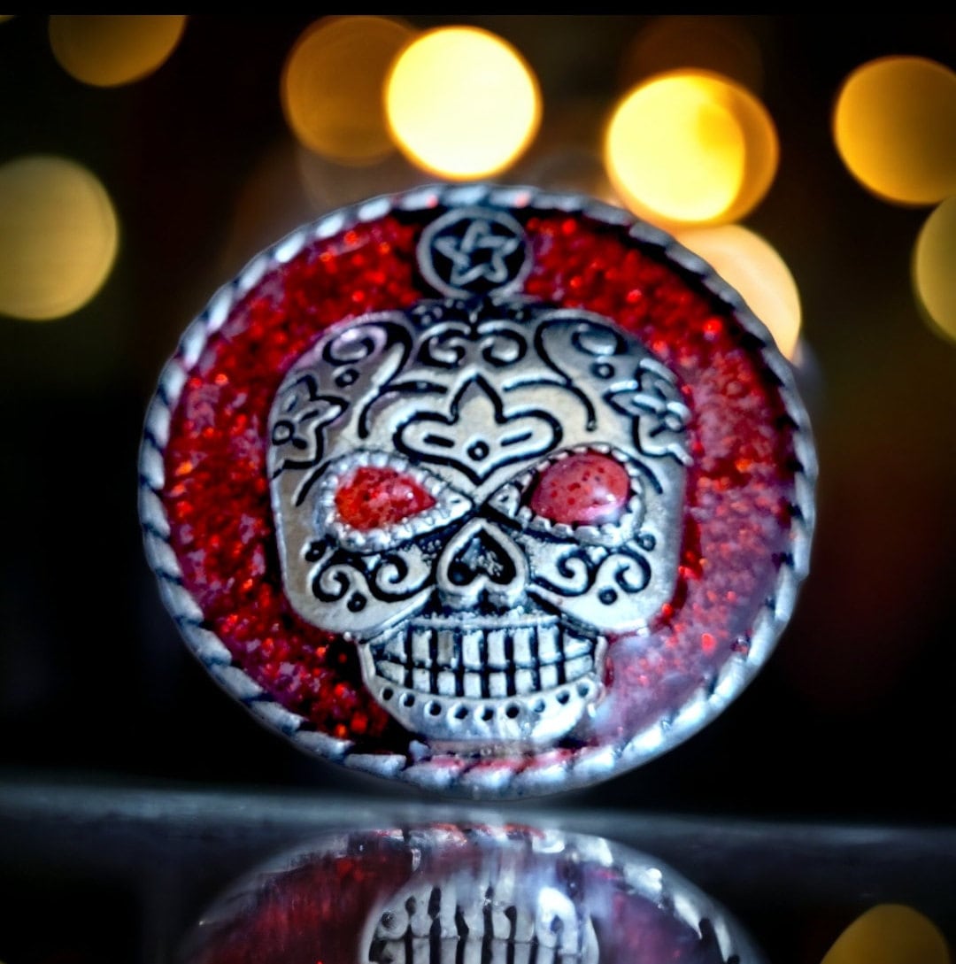 Silver Scarlet Red Shimmer Skull Altar Gothic Drawer Etsy
