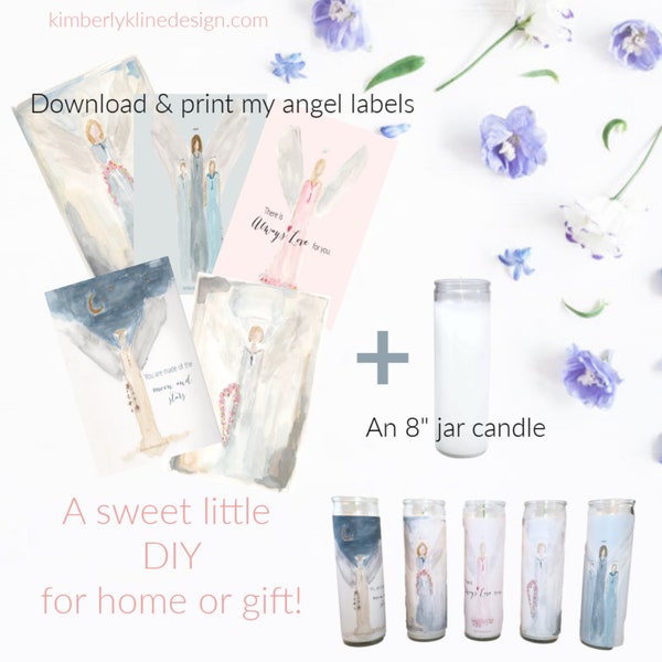 Angel candle, Alter candle,  Prayer candle, labels, printable labels, angels, DIY, shabbychic