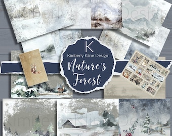 Hygge Junk Journal, Printable kit, Nature, Winter, Cozy, Hygge, Wildlife, Papers, Scrapbook, Fussy Cut