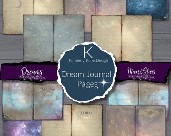 Dreams, Junk Journal pages, space, galaxy, Printable, dream journal