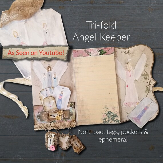 Junk Journal, Angel Keeper, angels, Tags, Pockets, Notepad, Scrapbook Kit, Journal Kit