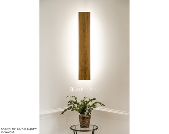 30" Corner Light™ (x1) Walnut RTS zen Zenlight indoor lighting wall sconce fixture modern