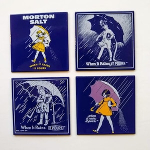 MORTON SALT - &quot;When it Rains it Pours&quot;  - Set of (4) Image Collection.